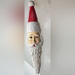 Santa head pin, wood and paint